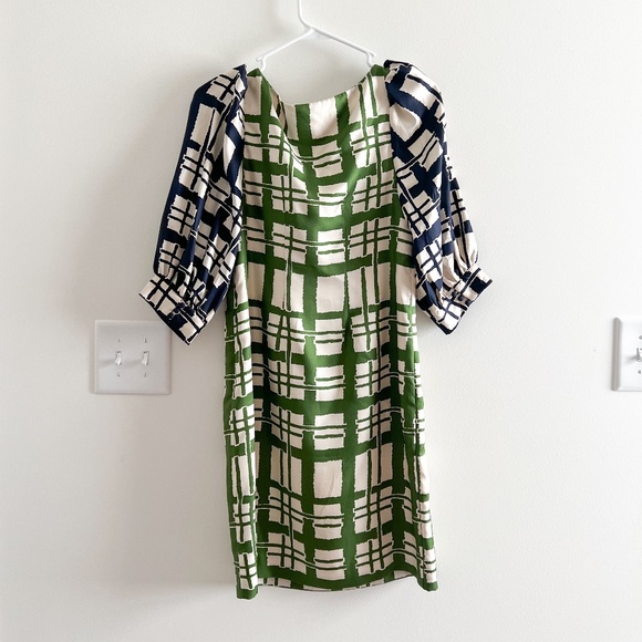 Maeve Broken Blocks Silk Plaid Dress - Picture 4 of 6